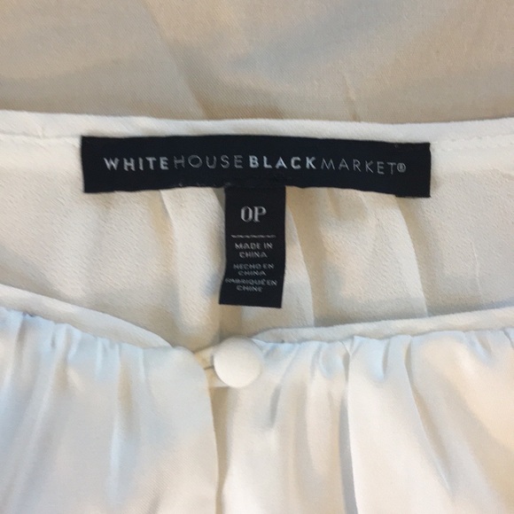 WHBM Gathered-Detail White and Blue Floral-Print Blouse, 0P - Picture 7 of 8